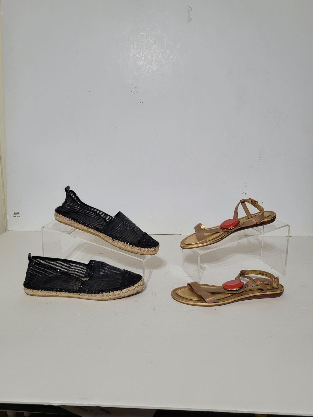 Jimmy Choo Kate Spade Women's Black Espadrille Slip-On and Tan Sandals Size 6.5